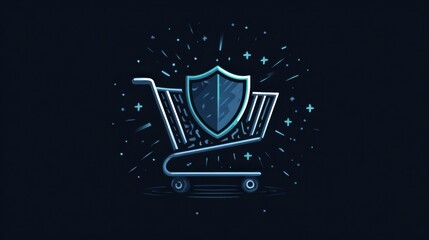 Secure Online Shopping Cart Icon Enhances Commercial Payment Safety in Digital Marketing