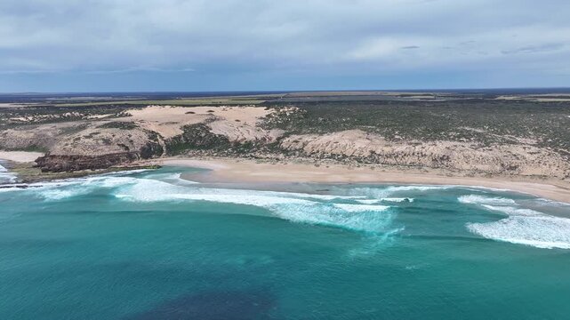 Aerial footage of Talia Beach South of Venus Bay South Australia