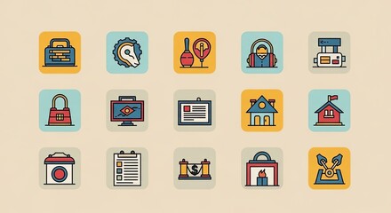 Collection of Education and Learning Themed Icon Set.