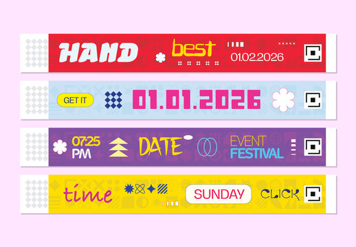 Event Festival Wristband Entry Passes Design Template