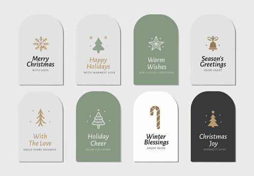 Minimal Holiday Gift Christmas Tag Set Design