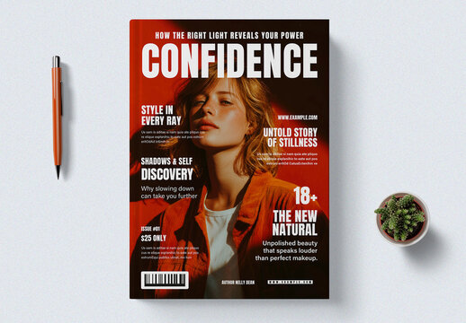 Modern Magazine Cover Design Template Featuring Bold Layout