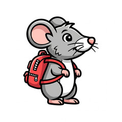 Obraz premium Mouse icon with mini backpack
