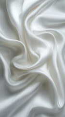 Obraz premium Classic clean delicate background of white silk with smooth, flowing folds creates elegant and luxurious texture. soft sheen and gentle curves evoke sense of sophistication and purity