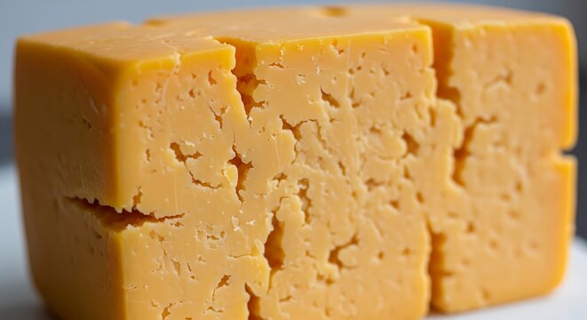 Close-up shot of a delicious, aged cheddar cheese, perfect for snacking or cooking