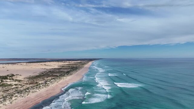Aerial footage of Talia Beach South of Venus Bay South Australia