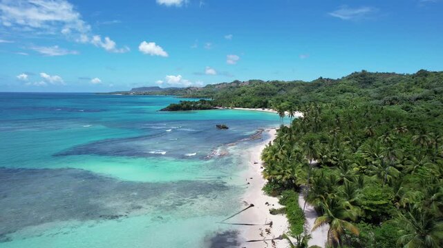 Drone shoot in the caribbean with a beach in sunny day tropical vibe