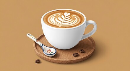 Latte Art Coffee Cup with Spoon
