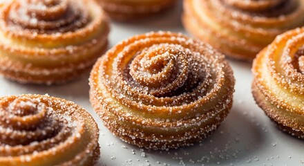 Fototapeta premium Delicious Cinnamon Sugar Churros Close-Up Macro Food Photography