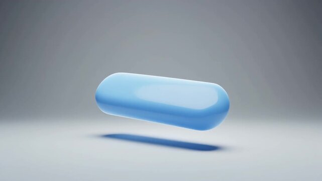 Floating Blue Capsule - A Modern Abstract Design in a Minimalist Setting.