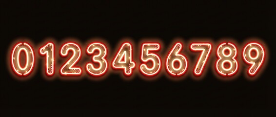 Festive neon christmas numbers display black isolated background 3d glow text bright red neon holiday concept