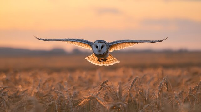 unset Glide: Barn Owl Over Golden Fields