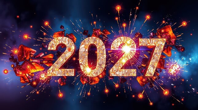 2027 New Year's Eve Geometry Fireworks