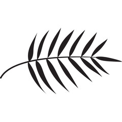 A Simple Black Silhouette of a Fern Leaf with a Transparent Background Ideal for Graphic Design and Nature Themed Projects