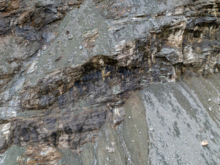 Rugged Cliff Face With Loose Gravel Slope in BC, Canada – Rocky Terrain and Eroded Bedrock