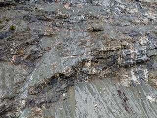 Rugged Rock Face With Stratified Cliffs and Grey Slopes in BC, Canada