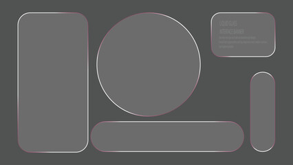 Gray interface banners with pink and white outlines