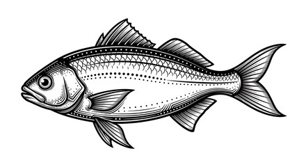 Fototapeta premium Hand drawn fish illustration for aquatic design projects.
