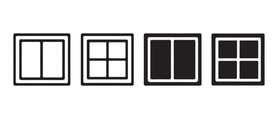 Window icon set. outline and filled variants for design projects.