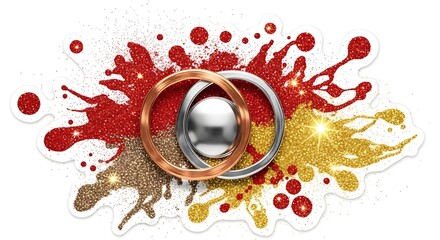Fototapeta premium Colorful Paint Splash with Metallic Center Ring.