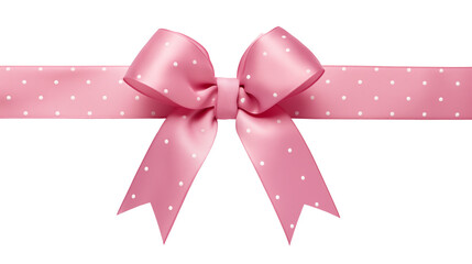 Pink bow ribbon isolated on transparent background for holiday themes, greeting cards and celebration decoration