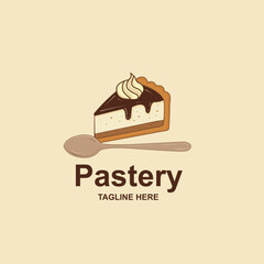 Pastry Cake Slice Dessert Bakery Sweet Food Restaurant Cafe Vector logo template