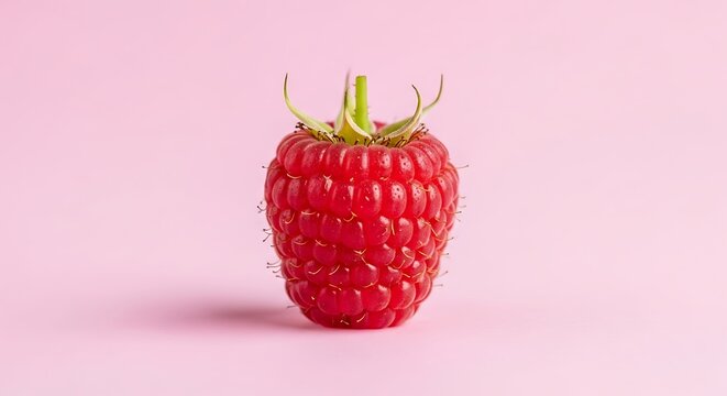 Fresh, Ripe Raspberry on Pink Background