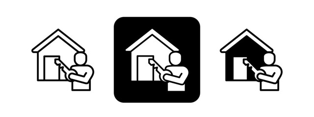 Ownership  Solid color and black line drawing vector illustration set