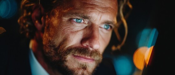 Midnight watch: safeguarding the network world. Dark aesthetic. Subtle shadows: a night specialist's quiet cyber work. Retro futurism. Creative poster.