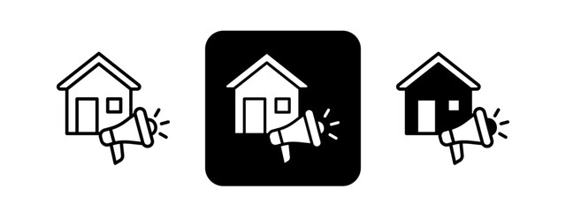 Advertising  Solid color and black line drawing vector illustration set