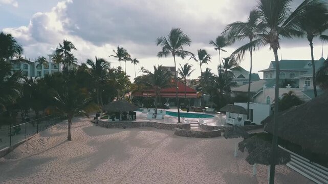 resort in the caribbean in punta cana with palms tree 4k 24fps