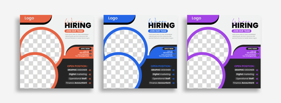 We Are Hiring Job Vacancy Social Media Post Template  Modern Corporate Recruitment Flyer Design