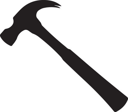 Black vector hammer silhouette illustration design on black background