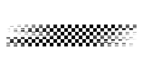 Rectangle frame with checkered print on borders. Rectangular vignette with checkerboard, race flag or chess game pattern isolated on white background. Vector graphic illistration.