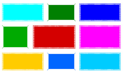 Naklejka premium Colorful Banner and Placard Set: Vibrant Digital Signage, Multicolored Rectangular Banners with Decorative Borders, Editable Vector Background
