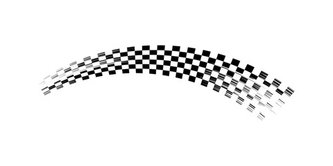 Rectangle frame with checkered print on borders. Rectangular vignette with checkerboard, race flag or chess game pattern isolated on white background. Vector graphic illistration.