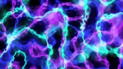 Seamless loop neon plasma energy background animation with chaotic electric current in vibrant blue magenta and cyan colors - Powered by Adobe