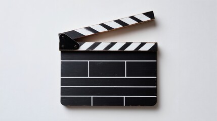 Fototapeta premium Classic Film Clapperboard with Black and White Stripes on White Background
