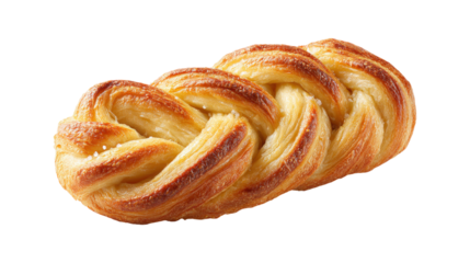 A long, twisted pastry with a brown crust and a sprinkle of sugar