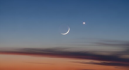 Capture the magic of the crescent moon and shining star at twilight