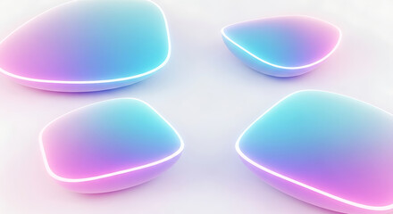 Abstract gradient pebbles with glowing edges on a white surface creating a modern design look