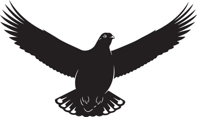 Flying arctic grouse silhouette vector flat illustration design