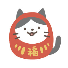 だるまな猫のかわいいイラスト