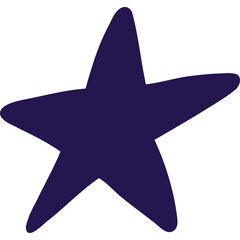 Deep Indigo Five Pointed Star Silhouette Isolated on Transparent Background