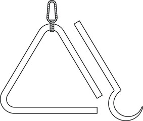 Triangle Dinner Bell Outline Icon Illustration on White Background
