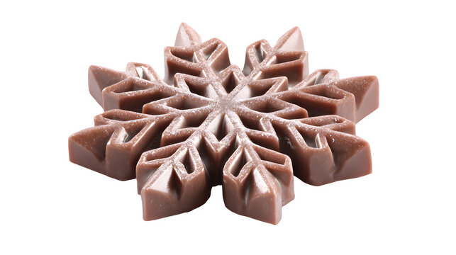 Frosty snowflake-shaped chocolate isolated on white background - Ruby Chocolate Snowflake