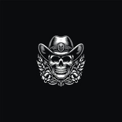 Skull hat logo vector icon illustration