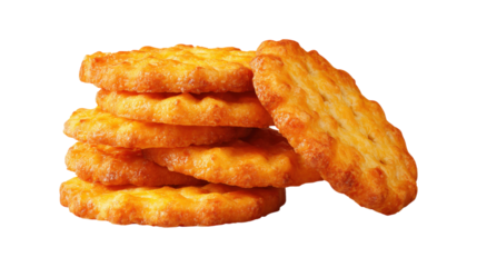 A stack of crackers with a white background