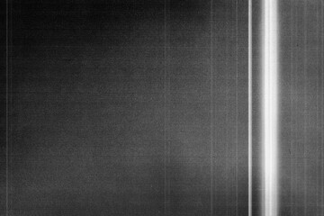 Naklejka premium Old film texture with scratches, noise and glitch shapes. Realistic overlay film texture in black-white, dust and grain.
