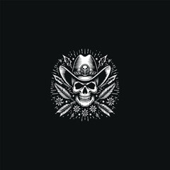 Skull hat logo vector icon illustration